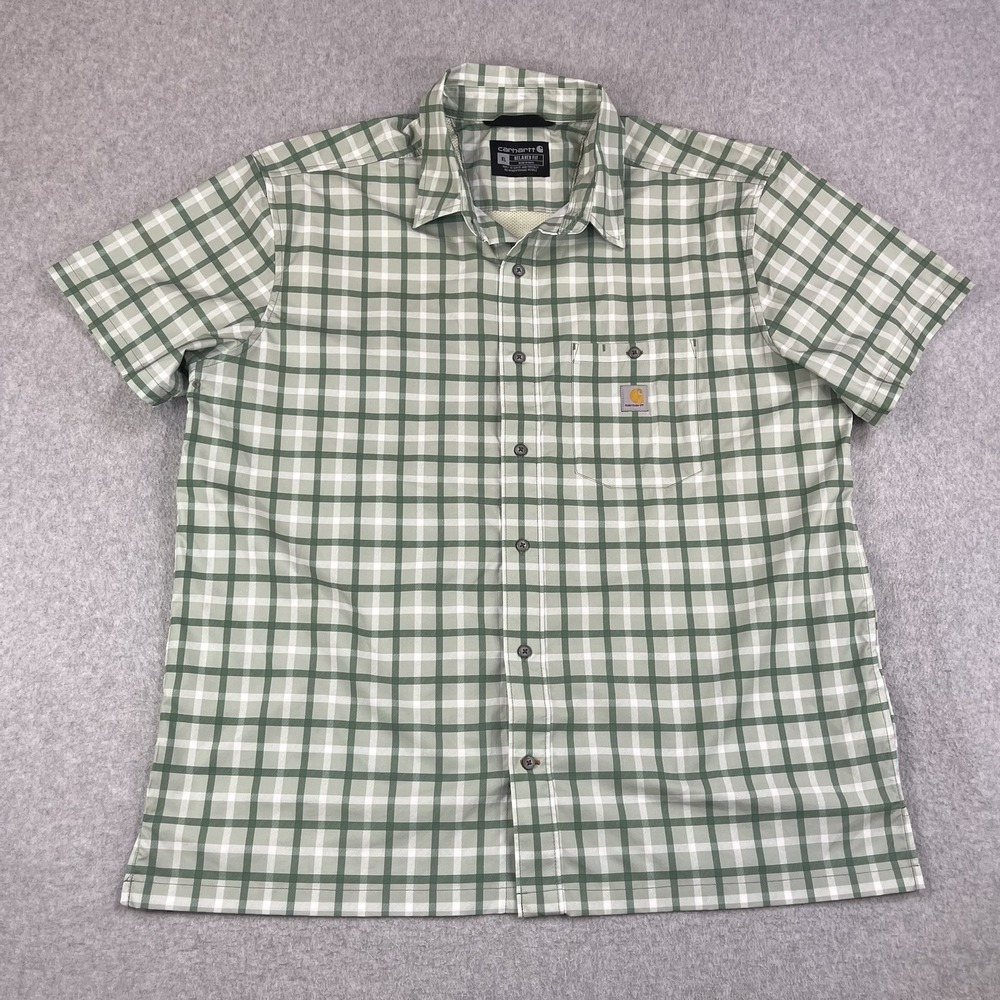 Carhartt Force Sun Defender Shirt Mens XL Relaxed Fit Vented Check Polyester